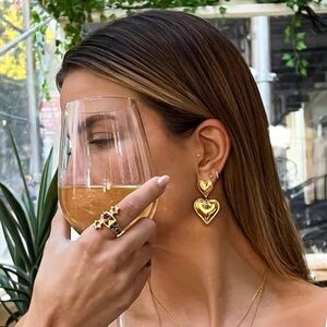 18K Gold Plated Heart Drop Earrings